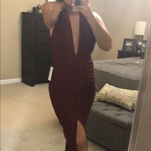 Tobi Deep Neck Maxi Dress